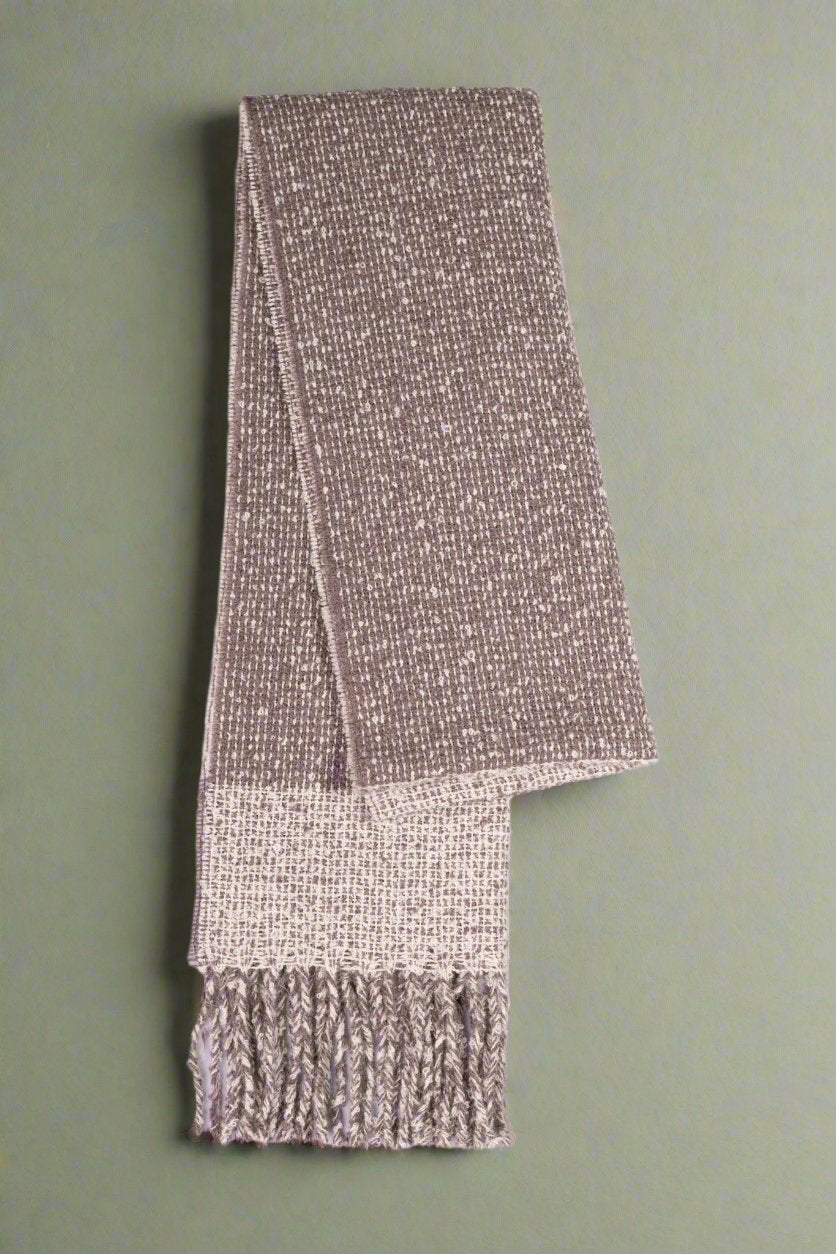 Handwoven Alpaca Wool Scarf – Brown and Beige Two-Tone Design, Sustainable Luxury