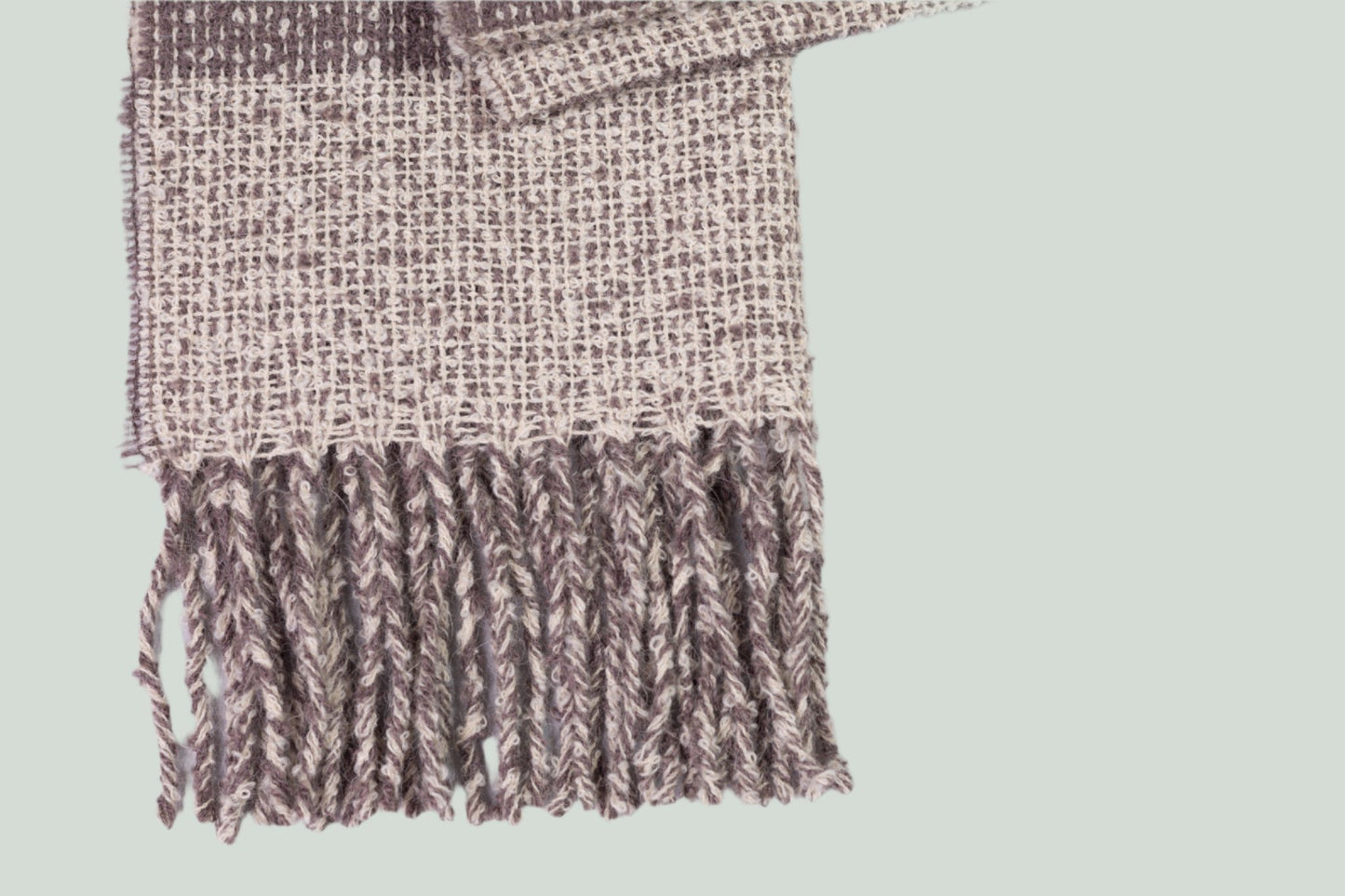 Handwoven Alpaca Wool Scarf – Brown and Beige Two-Tone Design, Sustainable Luxury