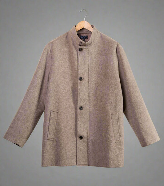 Men's Premium Alpaca Wool Coat - Classic Beige Button-Up Outerwear