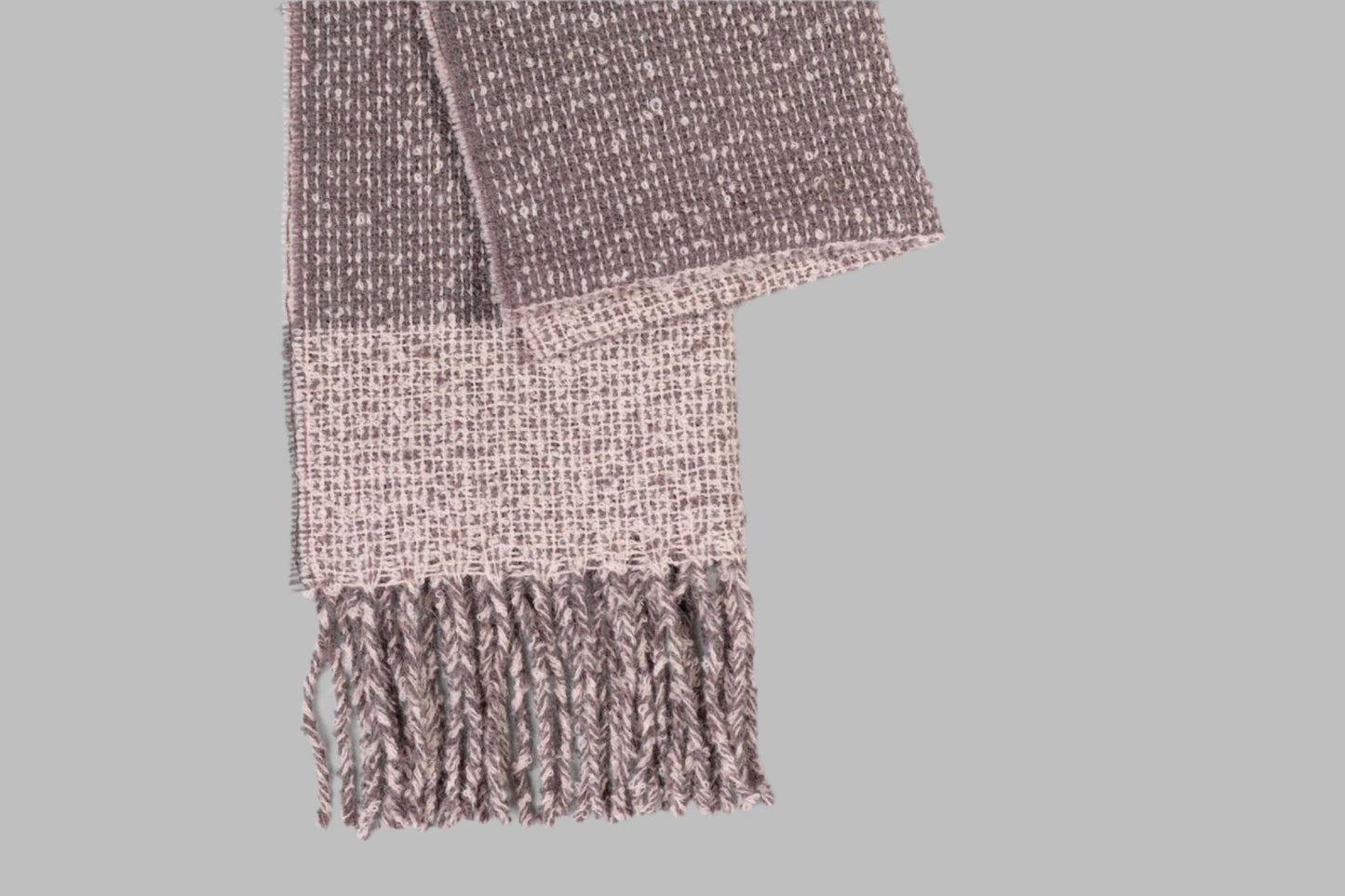 Handwoven Alpaca Wool Scarf – Brown and Beige Two-Tone Design, Sustainable Luxury