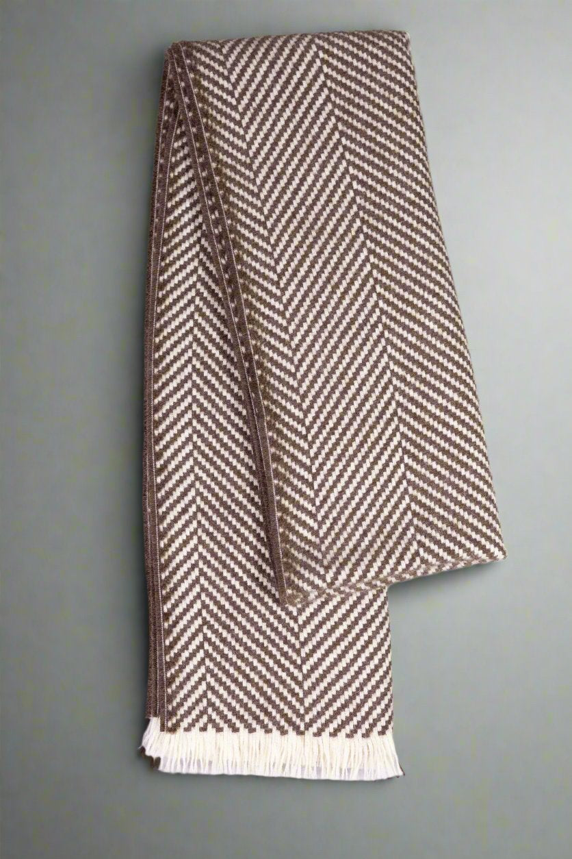 Handwoven Alpaca Wool Scarf – Chevron Design