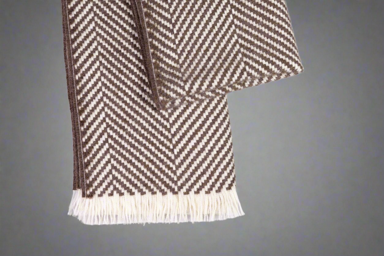 Handwoven Alpaca Wool Scarf – Chevron Design