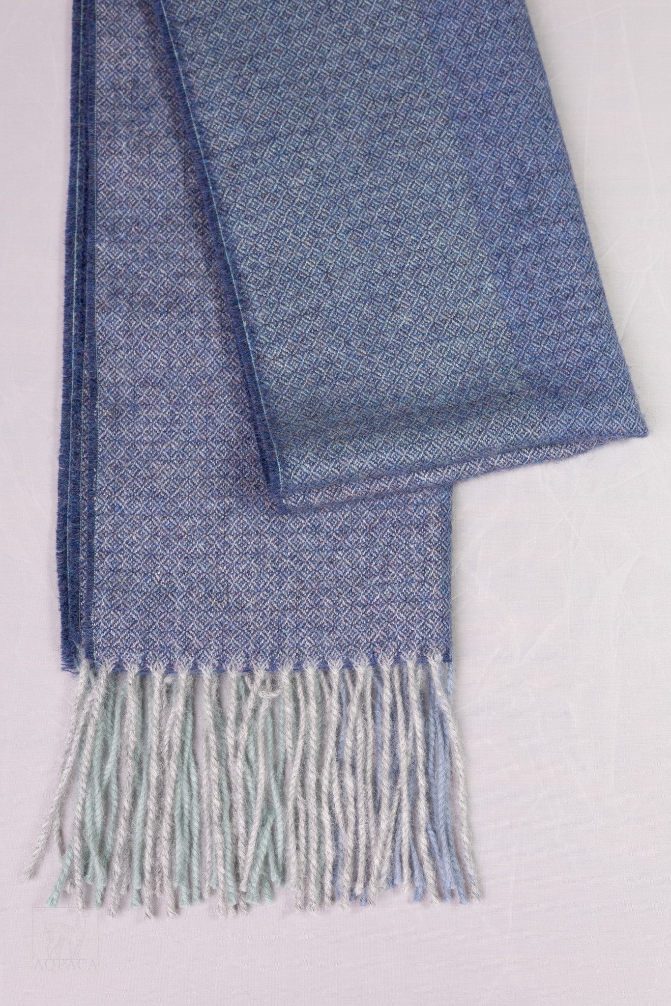 Baby Alpaca Wool Scarf – Blue with Fringe, Luxuriously Soft and Sustainable