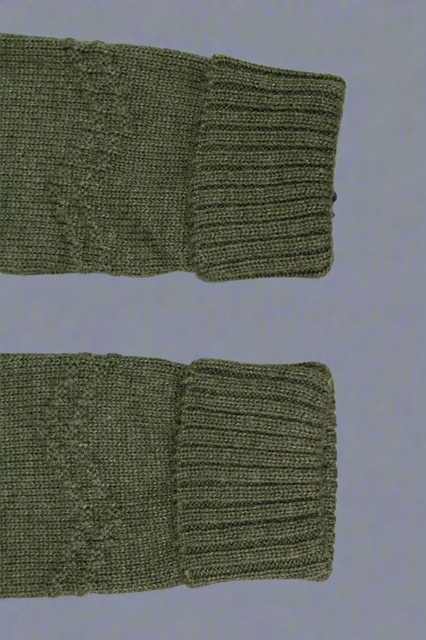 Handmade Alpaca Wool Fingerless Gloves – Rich Green with Ribbed Cuffs