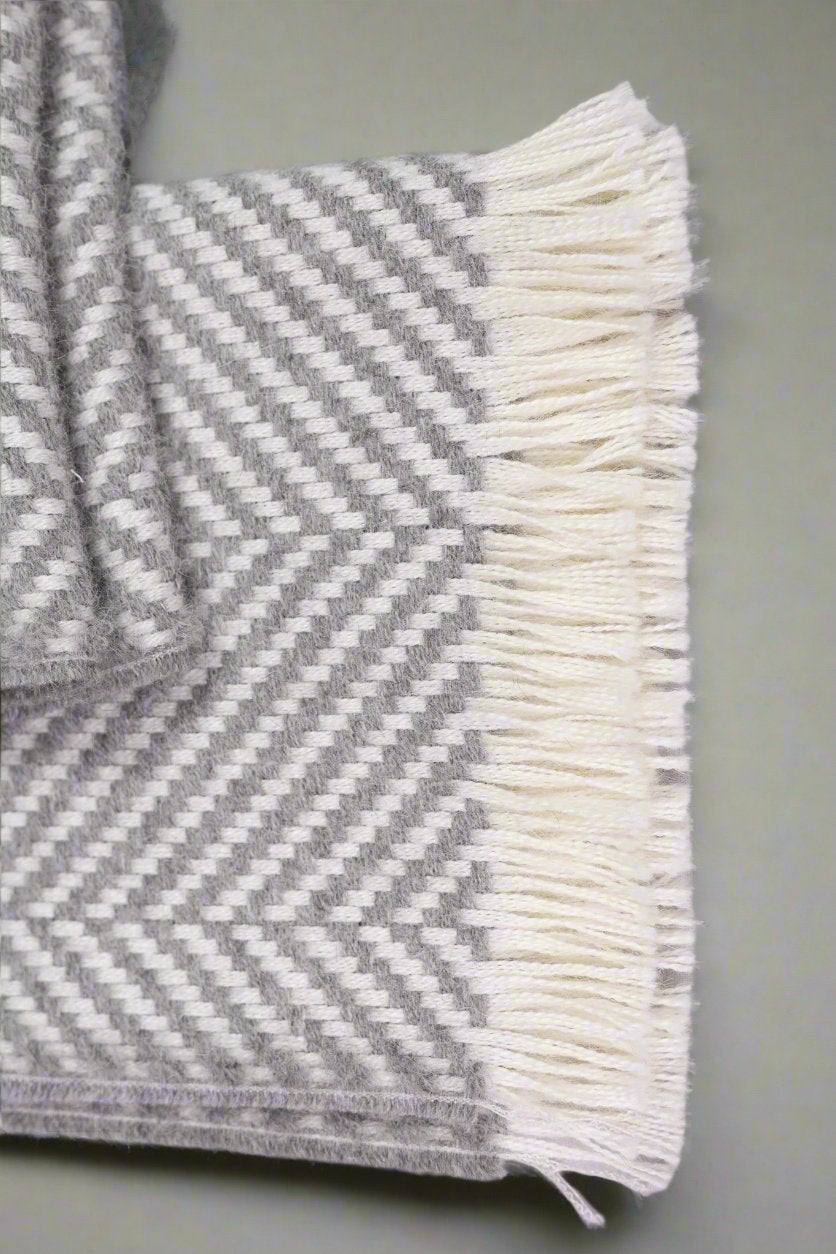 Handwoven Alpaca Wool Scarf – Chevron Design