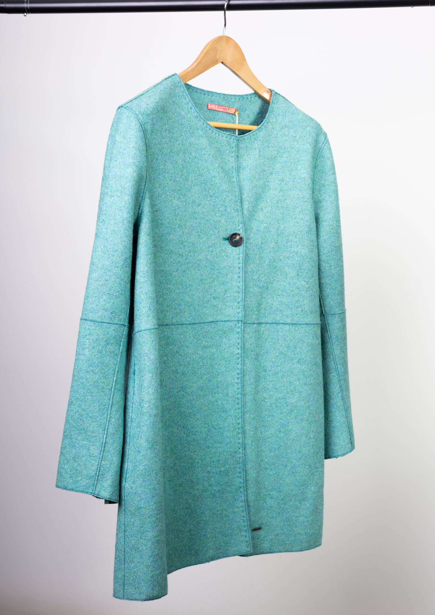 Alpaca Wool Felted Coat – Elegant Teal Green, Sustainable Luxury Outerwear