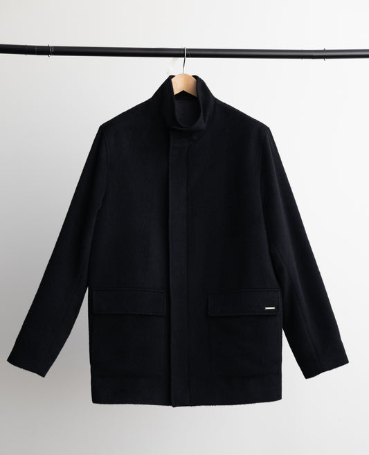 Men's Premium Alpaca Wool Coat - Black Button-Up Outerwear