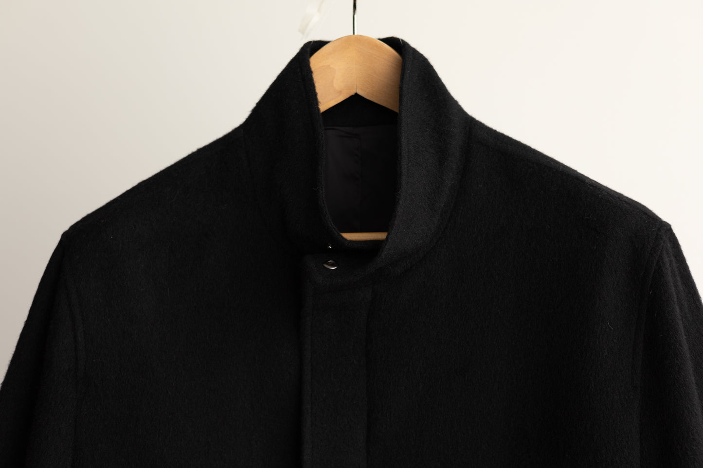 Men's Premium Alpaca Wool Coat - Black Button-Up Outerwear