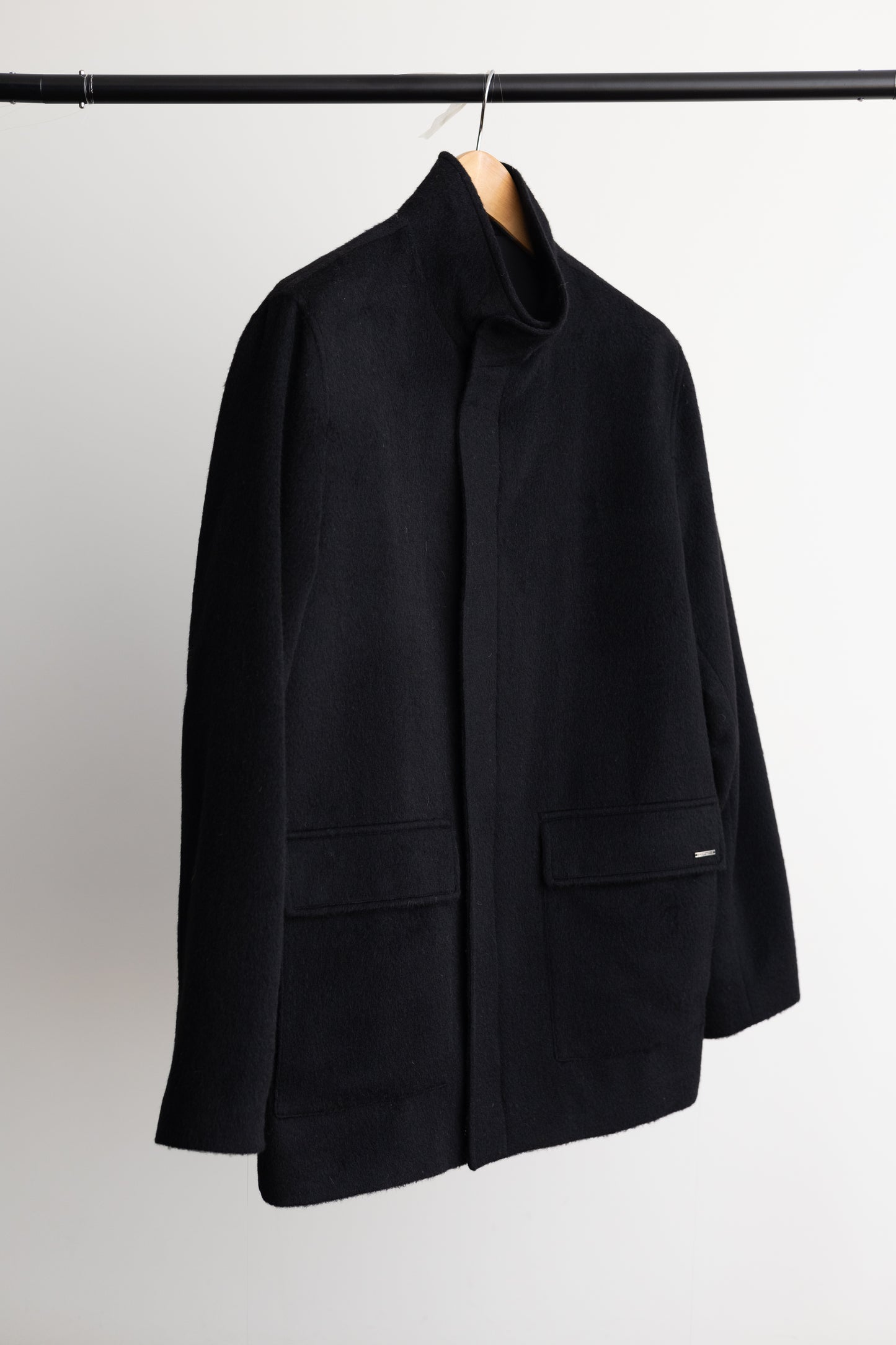 Men's Premium Alpaca Wool Coat - Black Button-Up Outerwear