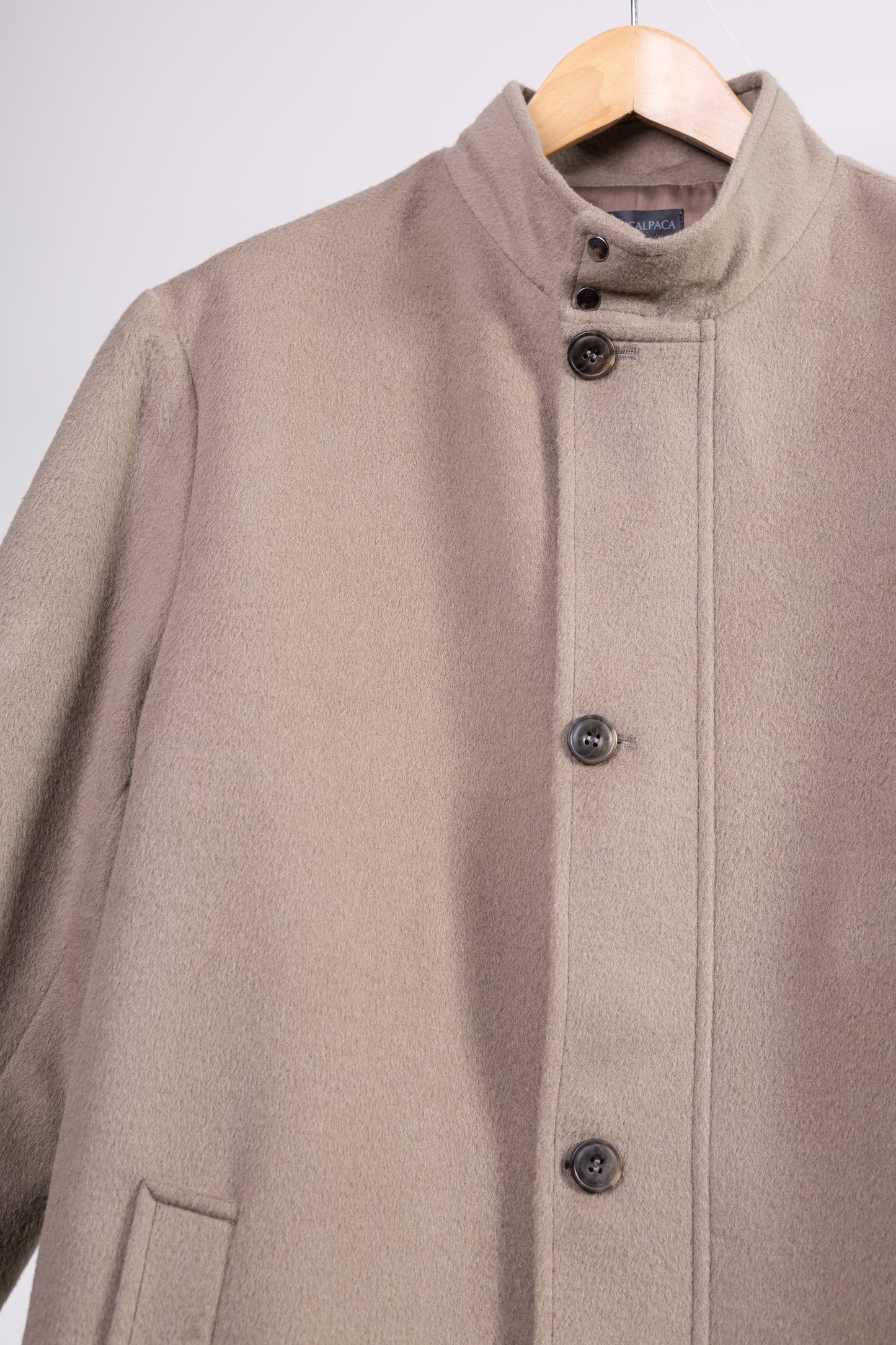 Men's Premium Alpaca Wool Coat - Classic Beige Button-Up Outerwear