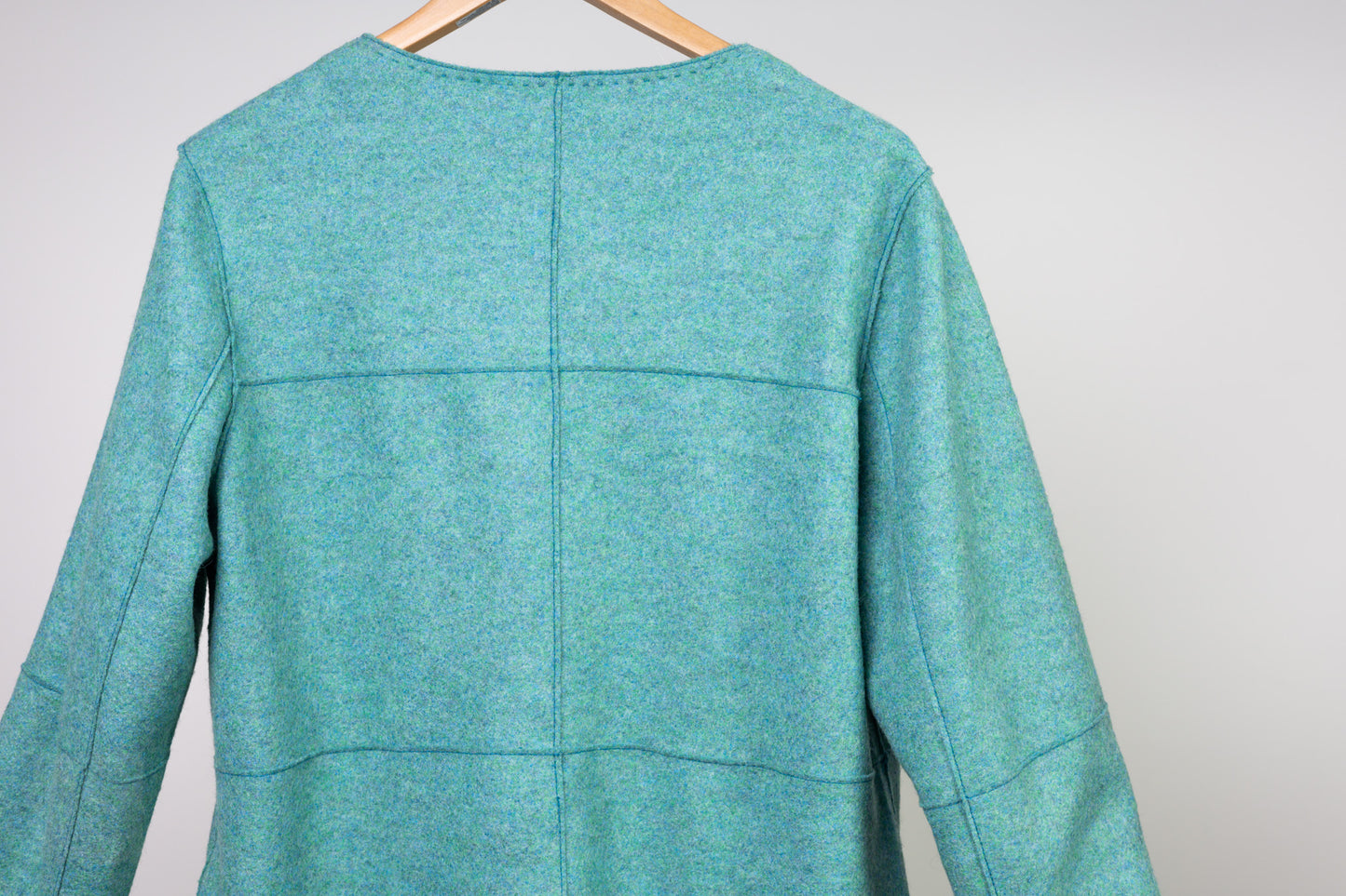 Alpaca Wool Felted Coat – Elegant Teal Green, Sustainable Luxury Outerwear